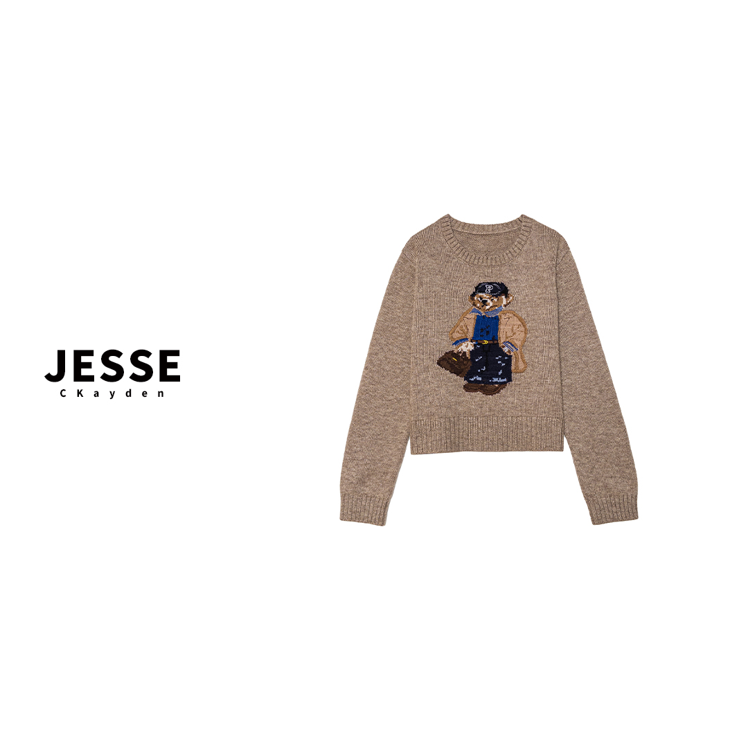 小熊欧风 R L 针织长袖女装轻奢休闲秋冬套头衫时尚SS0497