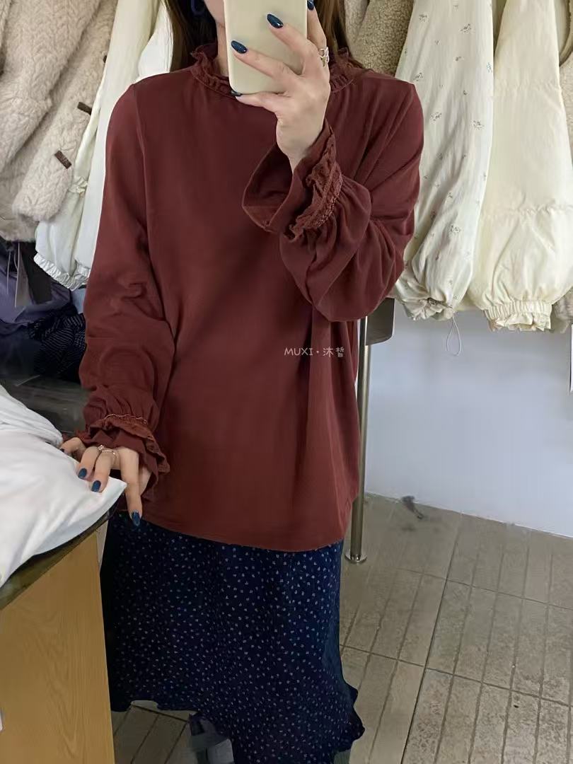 MX#20328#花边领长袖上衣 FL