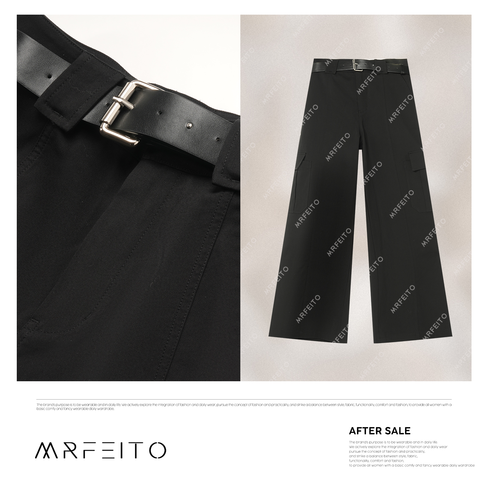 2025春季新款时尚工装大口袋带腰带女士休闲裤H1192K02C30801