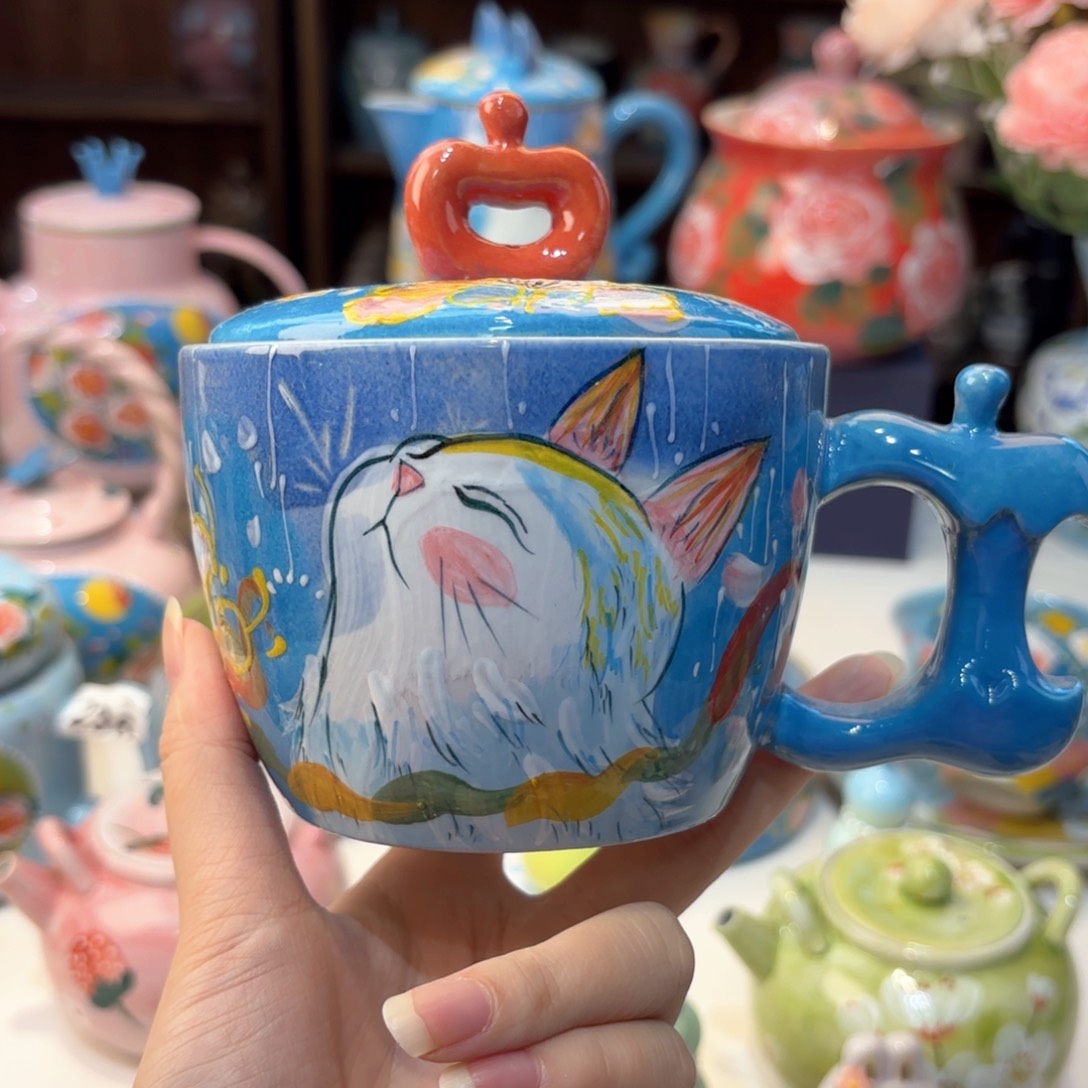 景德镇手绘高温釉下彩陶瓷茶具