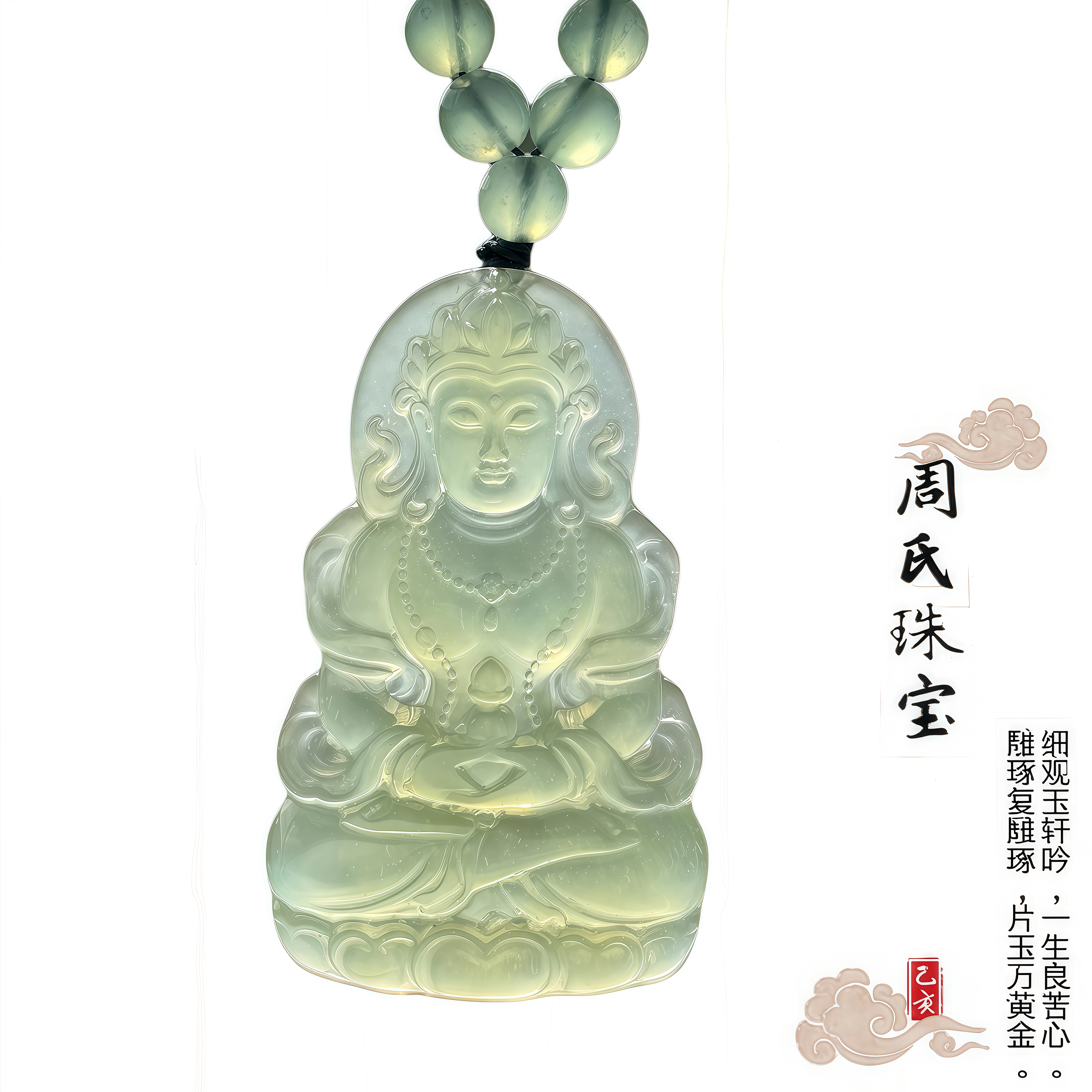 【基地发货】天然冰玉绿度母吊坠配珠链➕一斤冰绿蛇纹石玉【婉婉】