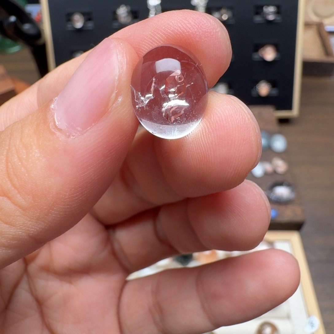 一***呱水晶珠宝半成品银S925镶嵌定制水胆戒指不退不换