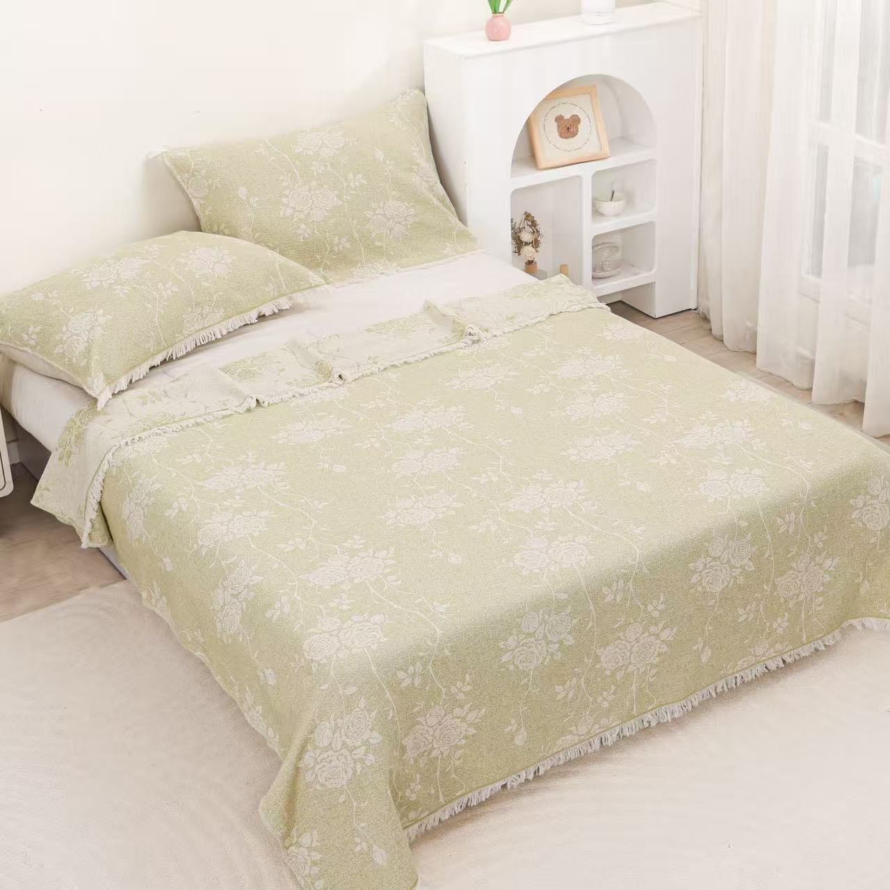 【浴巾】定制款 多功能浴巾  伴生花绿