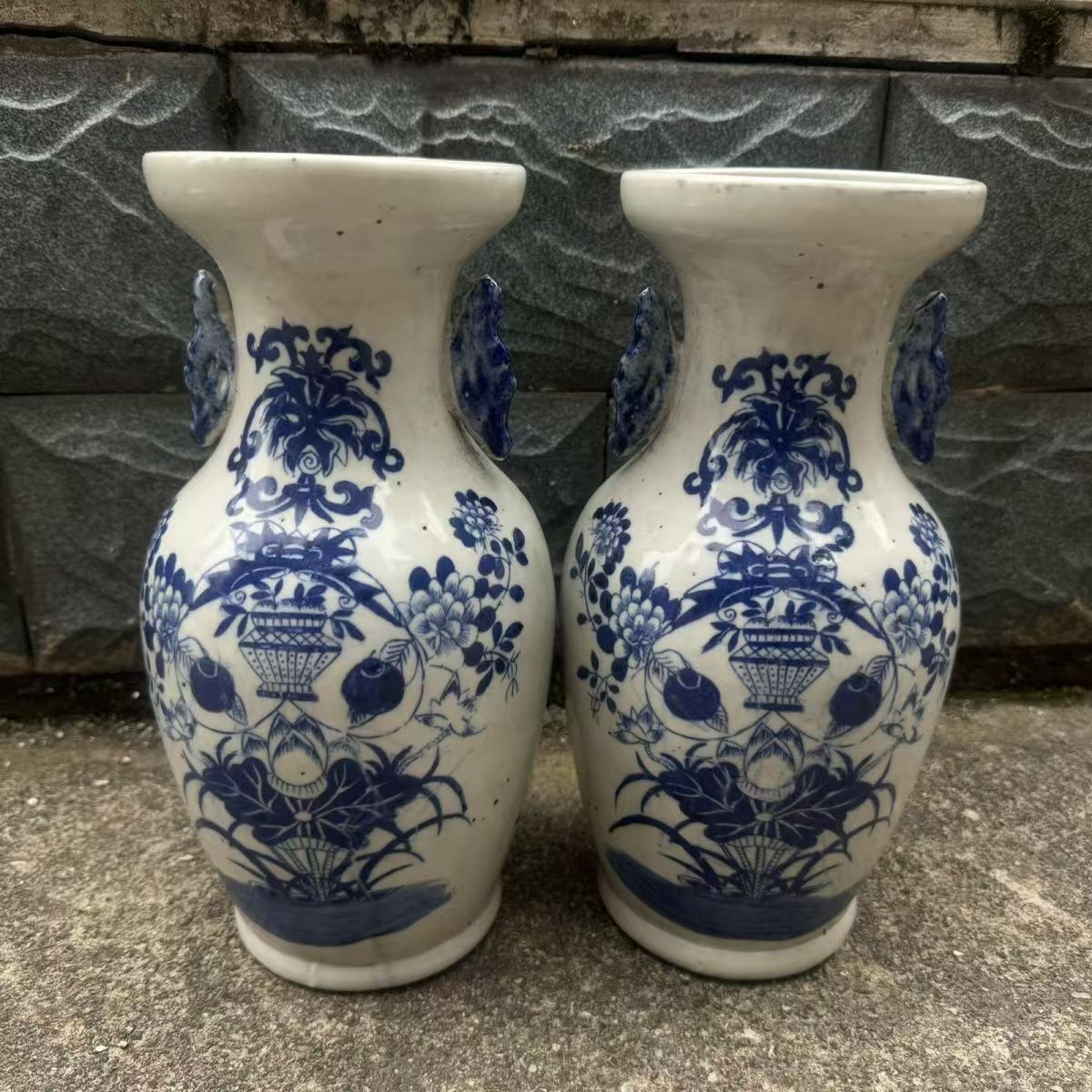 青花双耳梅瓶陶瓷摆件（孤品讲解多样性发货非全部上架）
