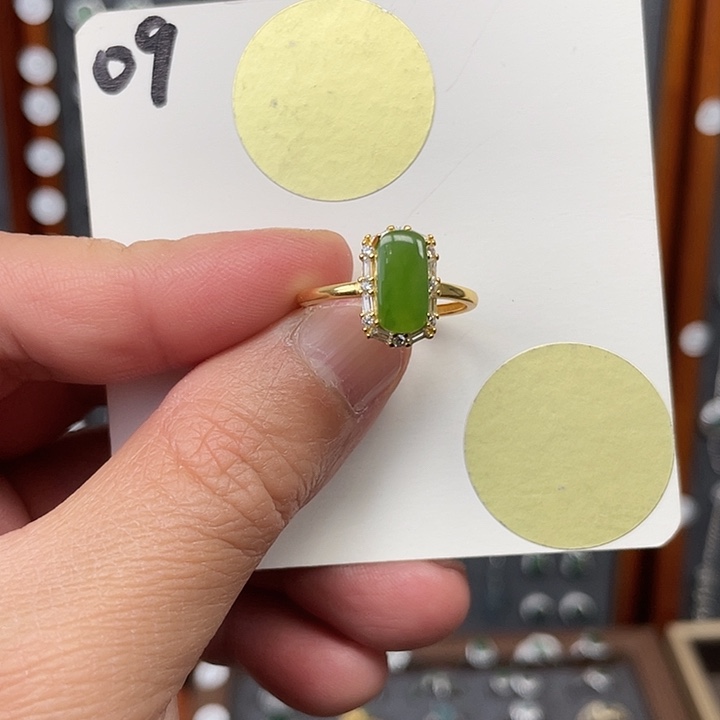 和田玉（碧玉）戒指银S925镶嵌和田玉09
