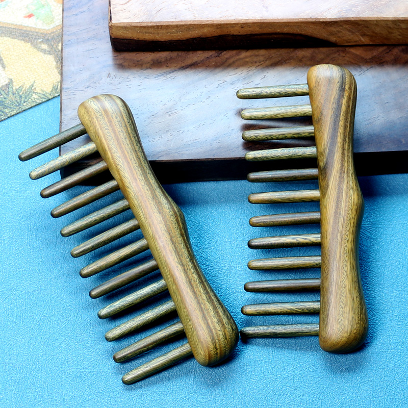 绿檀木梳子顺发护发插齿梳长发卷发梳按摩头皮