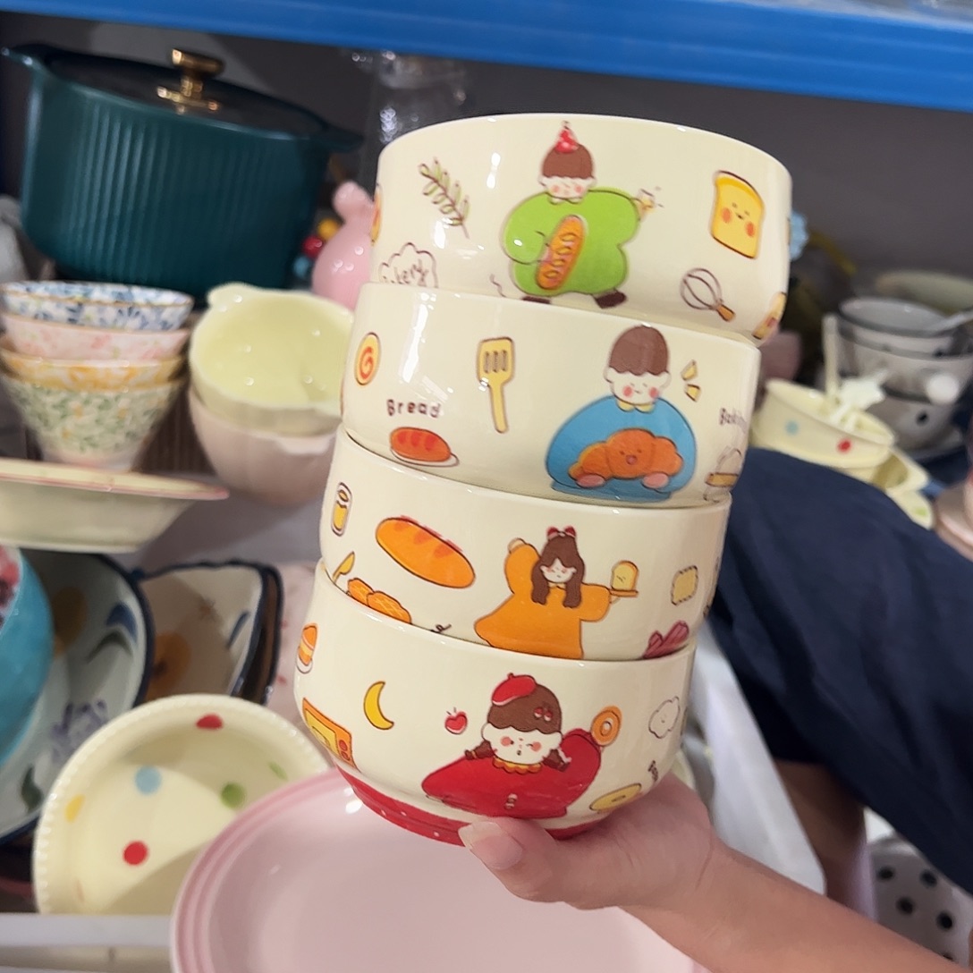 瓷片亲子碗4个正品