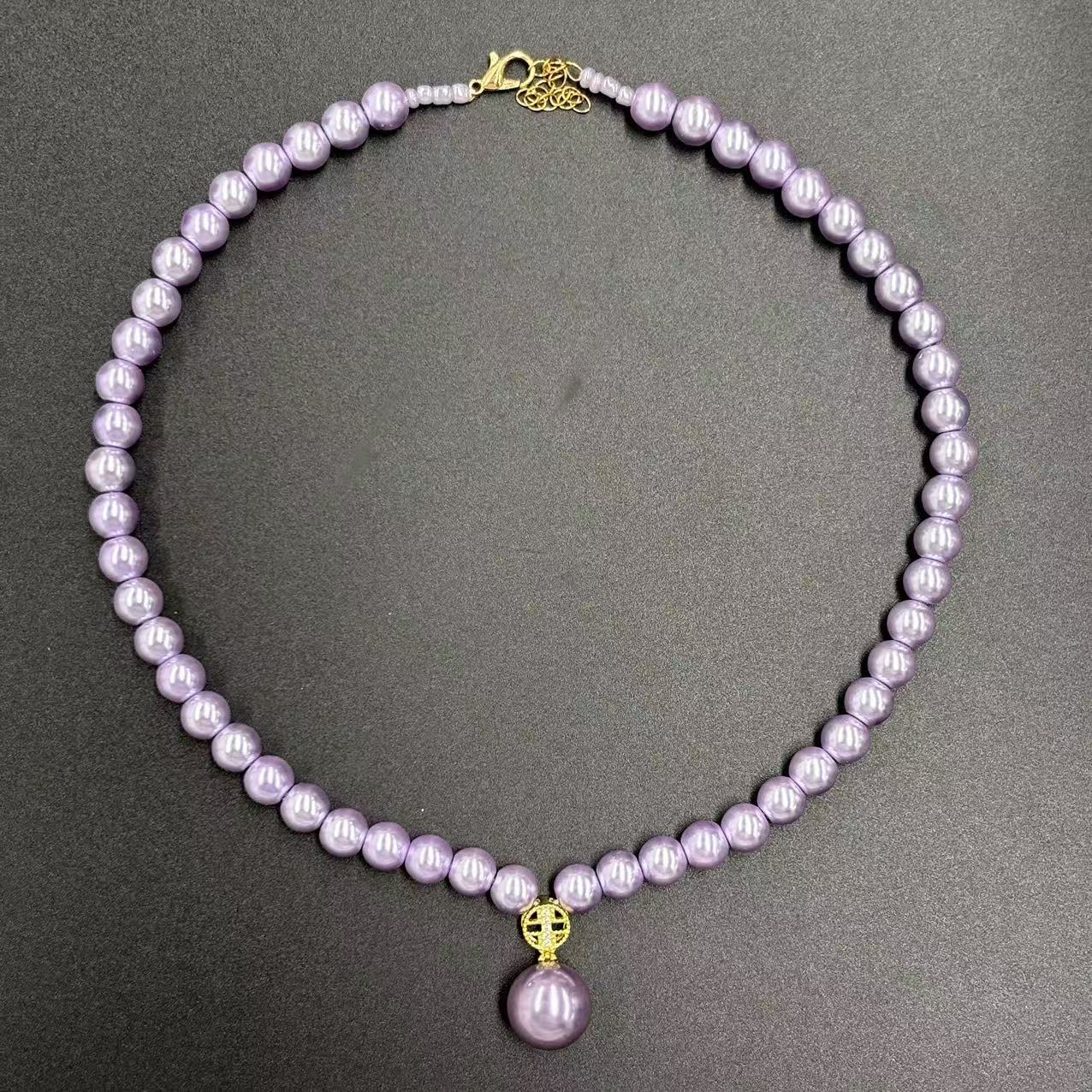x591-轻奢气质设计款薰衣草圆珠项链-赠礼盒