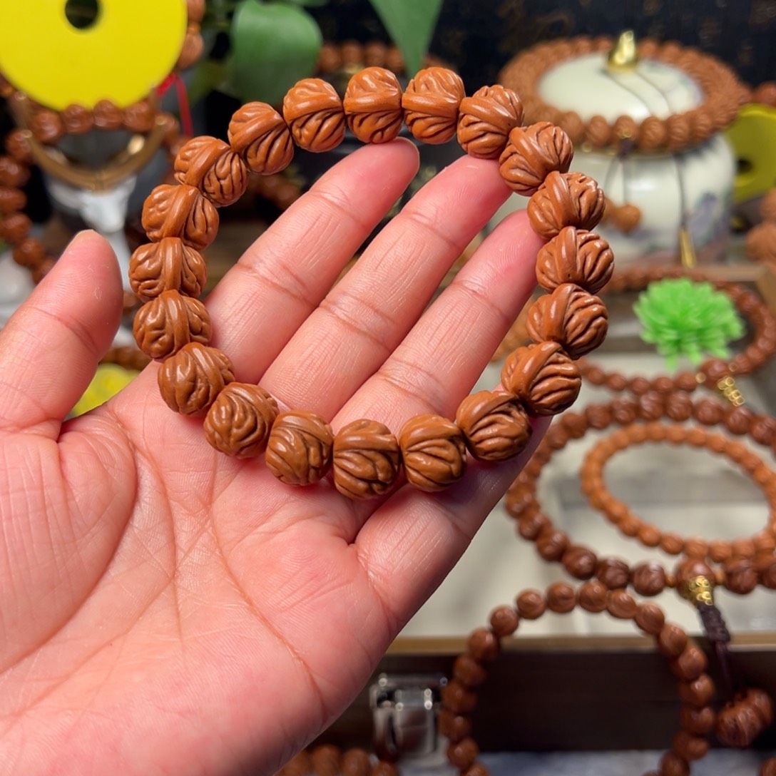 此***缘手串桃核双脊龙手串15