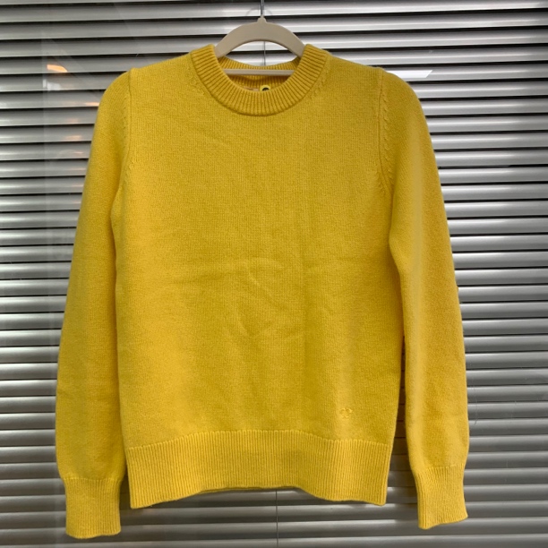 99新 TORY BURCH/汤丽柏琦 黄色微标毛衣/XS码/F00994