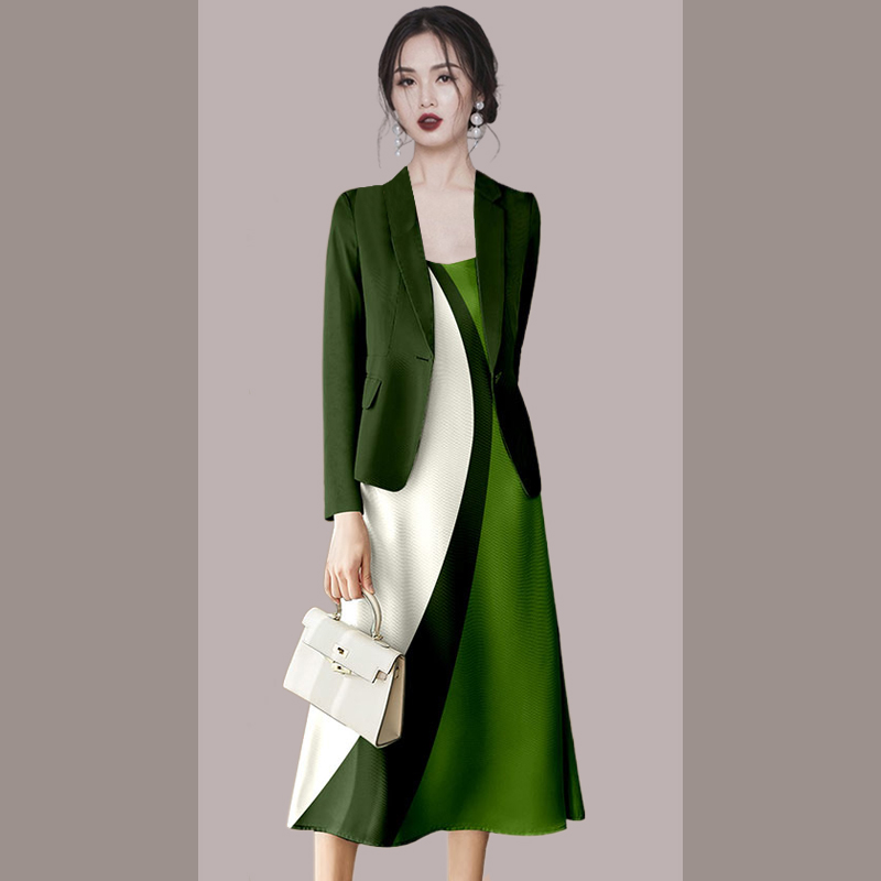 春季高级感西装套装女2025新款时尚气质外套连衣裙两件套