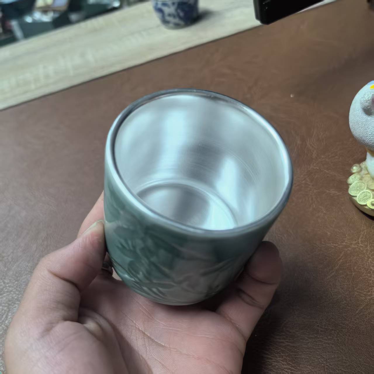 1100扳指青竹999银主人杯单杯JD3065-1