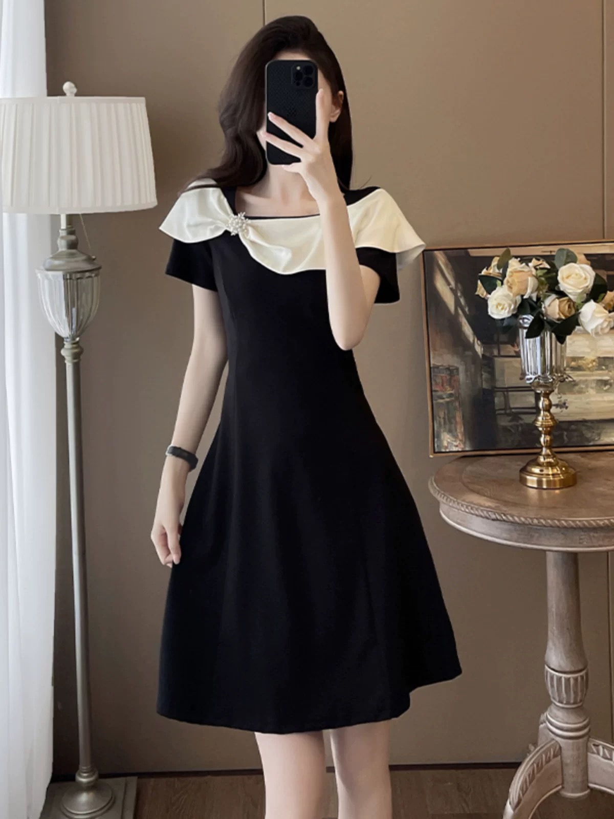 2578#夏装新款【裙长93】短袖拼接休闲减龄连衣裙【4-2】