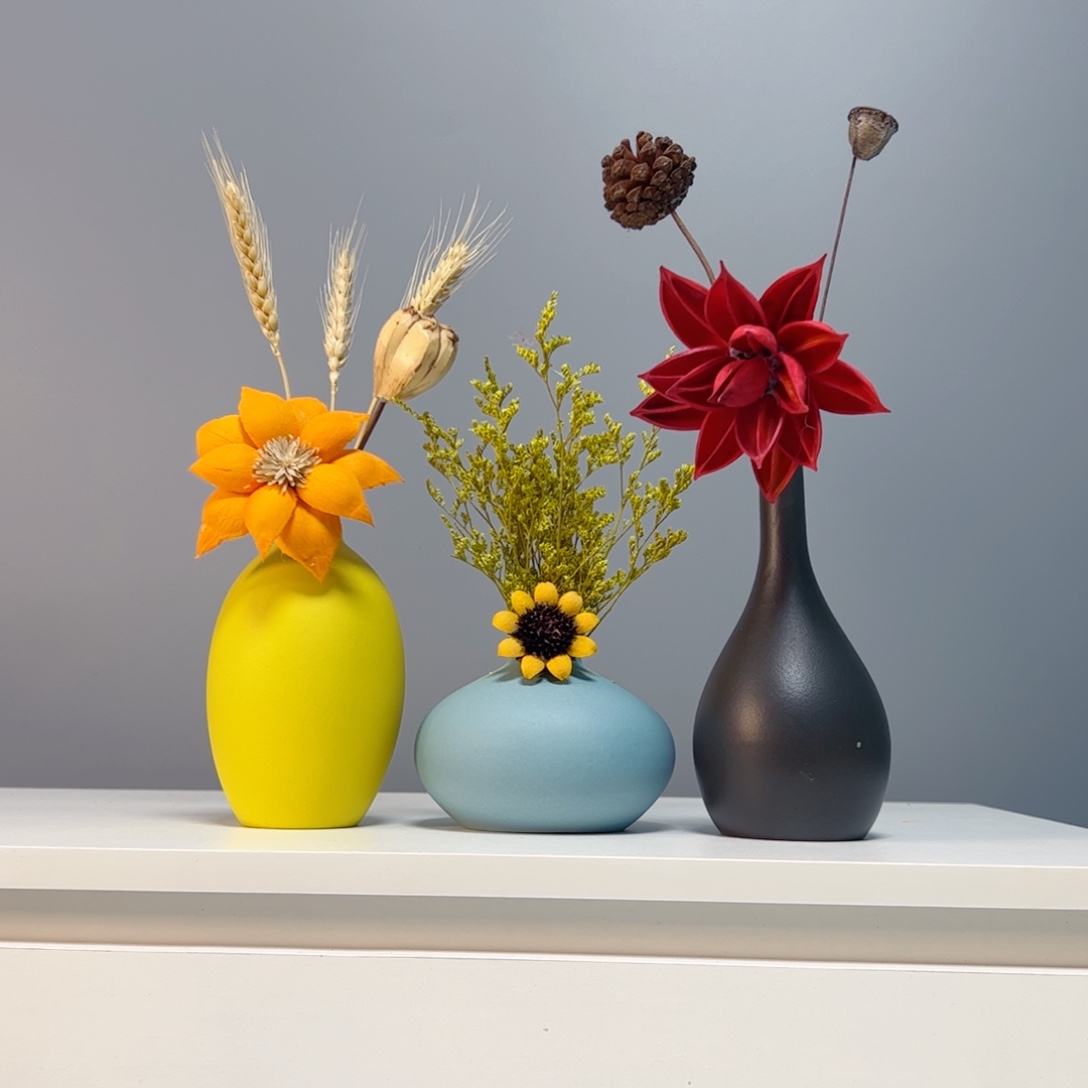 瓷片景德镇手作陶瓷花瓶摆件无孔