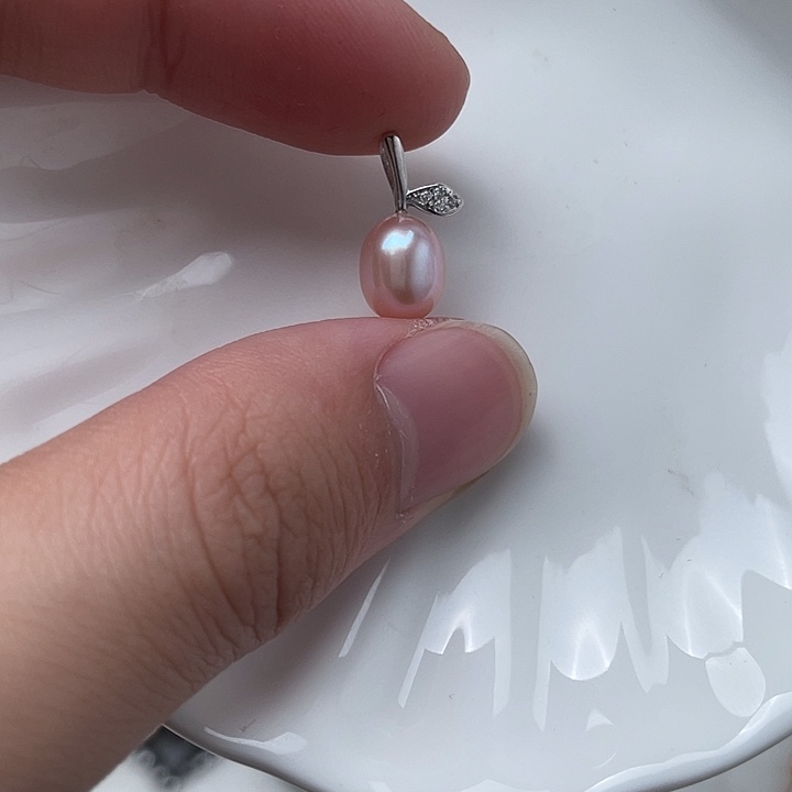 淡水珍珠吊坠(不含链)银S925镶嵌