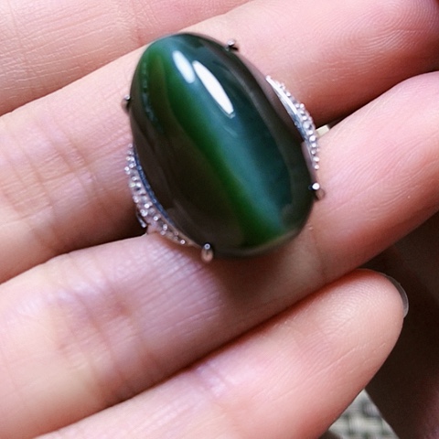 和田玉银S925镶嵌戒指