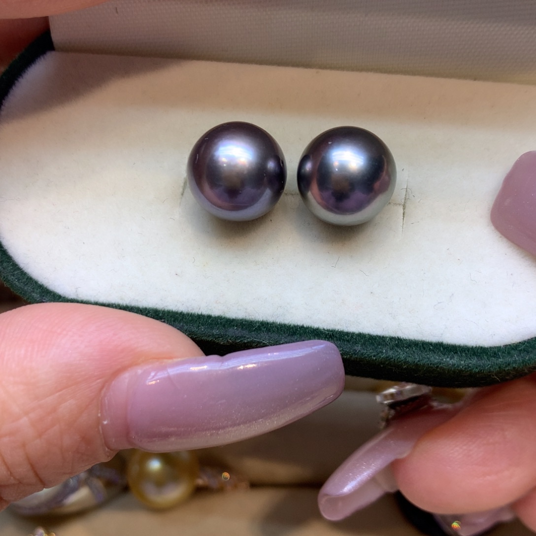 银S925镶嵌耳饰海水珍珠