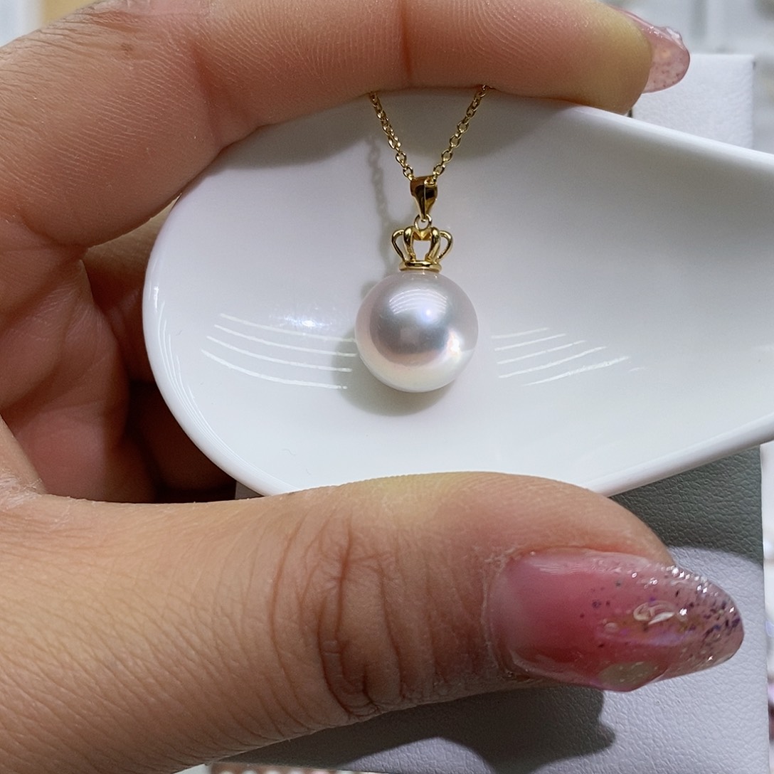 淡水珍珠吊坠(赠链)18K金镶嵌潇*