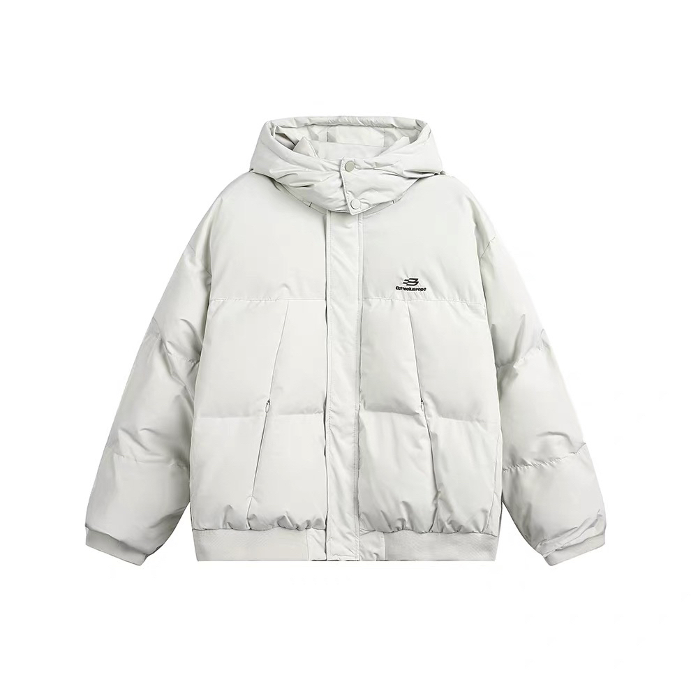 某物爆款！单色清！美式拉链复古学院风通勤百搭纯色分割面包棉服