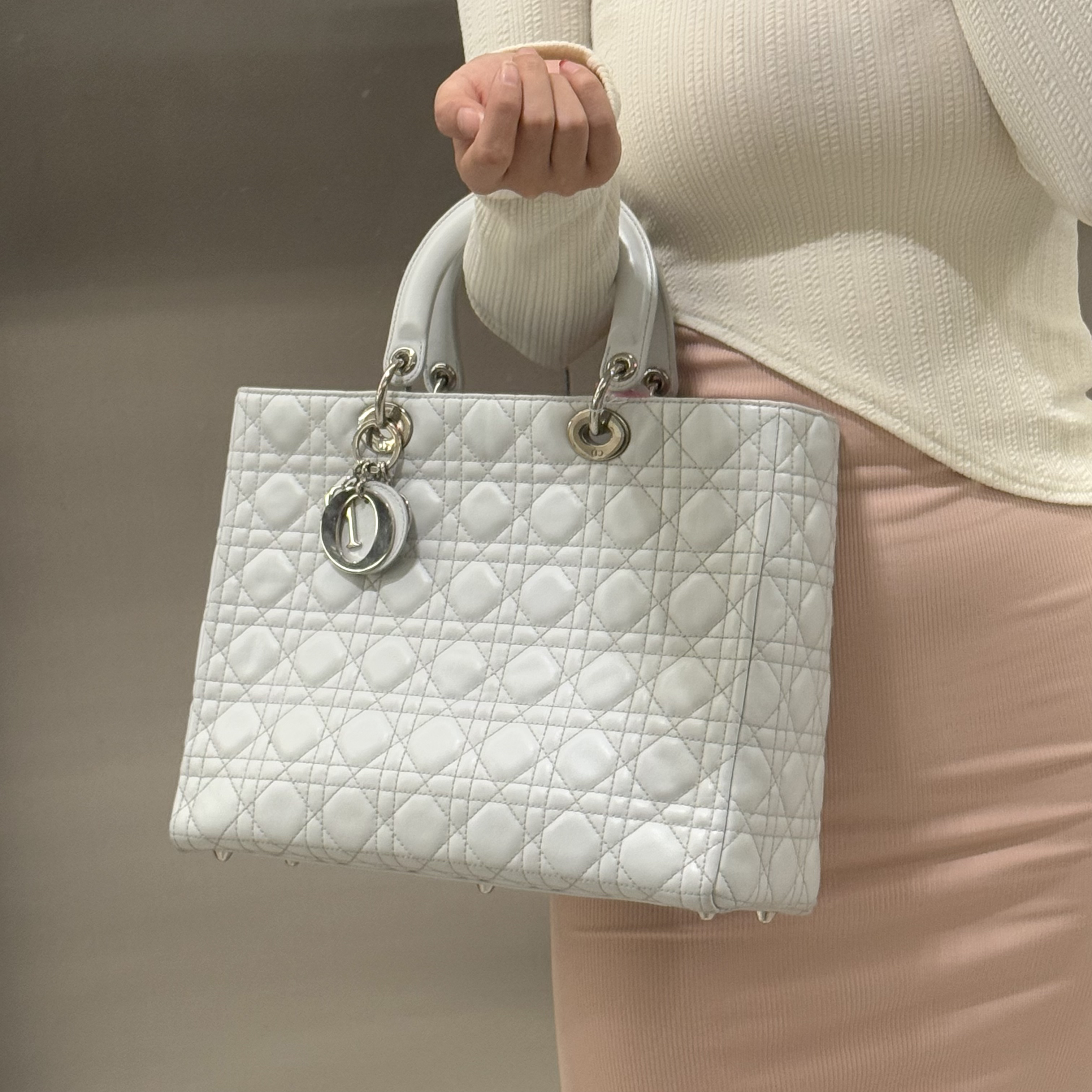 95新 DIOR/迪奥 dior奶白色七格戴妃包