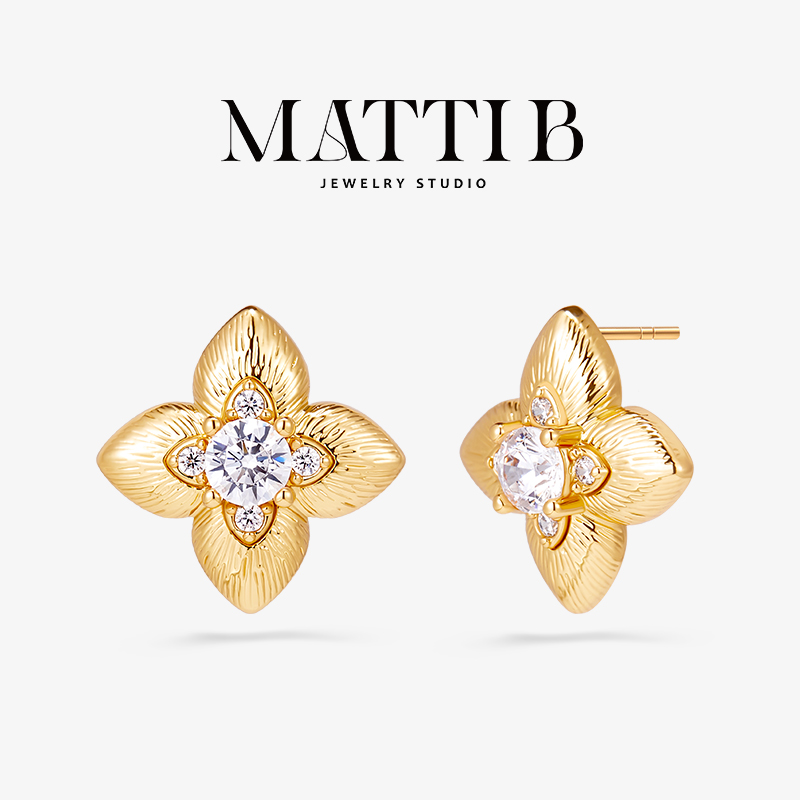 铜合金合成锆石耳饰 气质高级感轻奢小众设计百搭高端耳钉女1899 