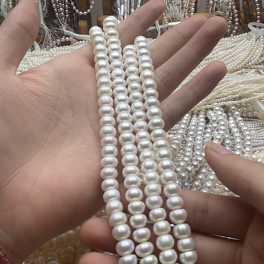 遇***筑未镶嵌半成品淡水珍珠卡9算盘无核拍三发二