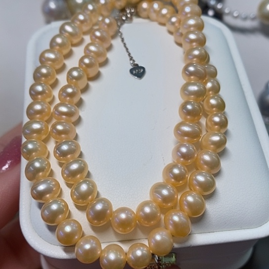 淡水珍珠颈饰银S925镶嵌7-8