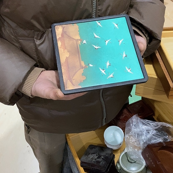 琉璃手工艺品18*18茶盘茶盘