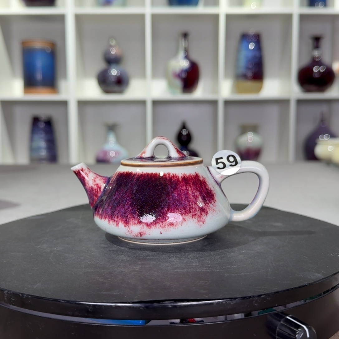 陶摆件精品福利钧窑茶壶玉石釉