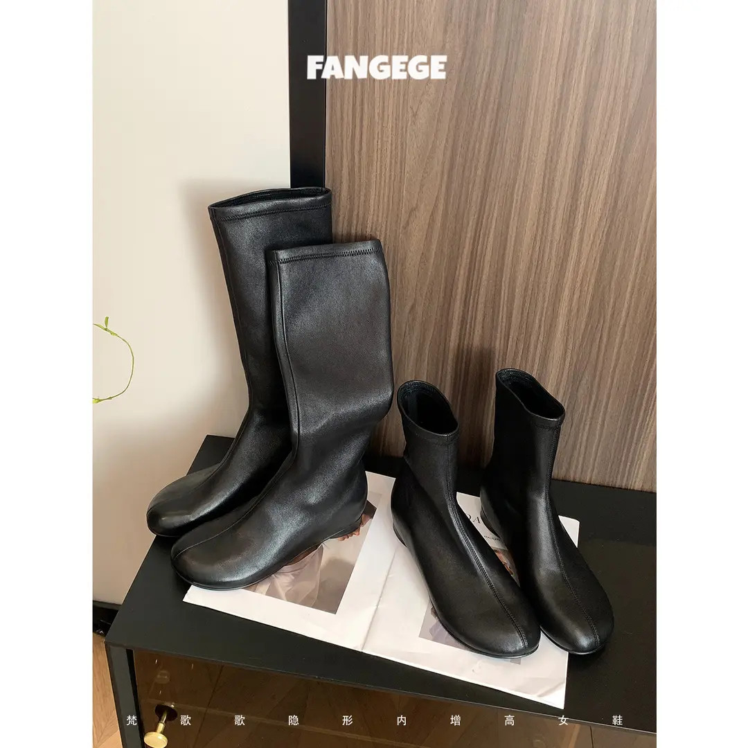 梵歌歌 极简主义 弹力瘦瘦靴羊皮秋冬休闲短靴长靴女