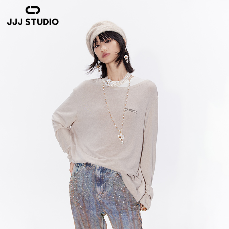 JJJ STUDIO 卡其色长袖T恤 JLWSA1T230