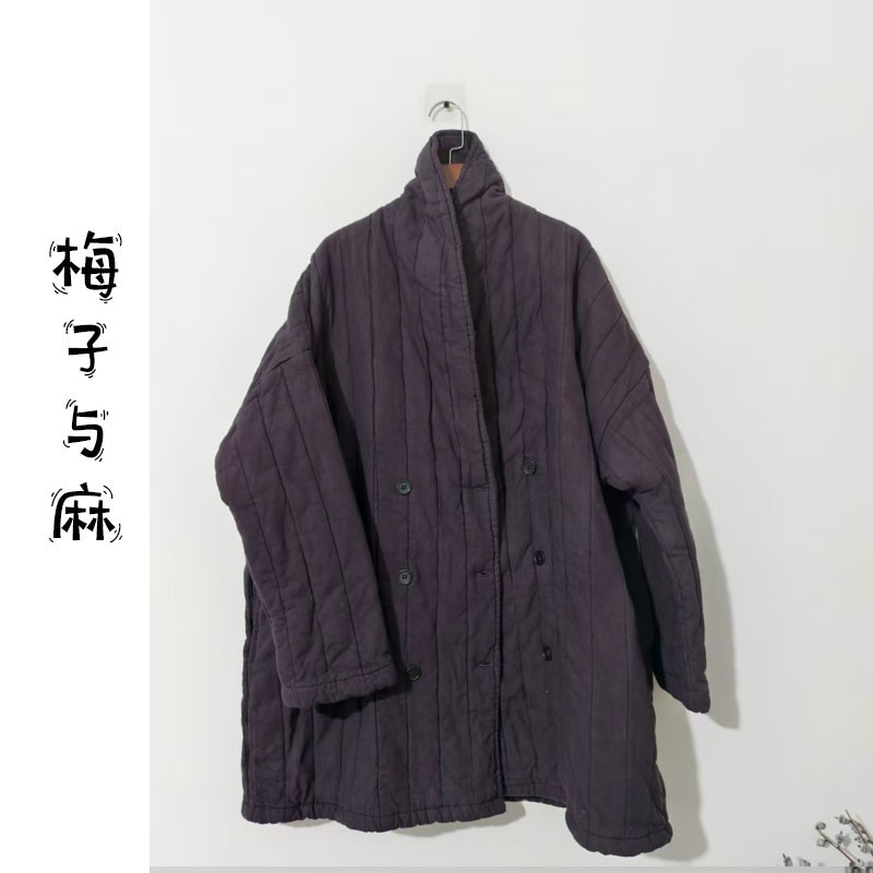 【大梅子推荐】设计款亚麻青果领棉服SX0396（衣长80胸围140）