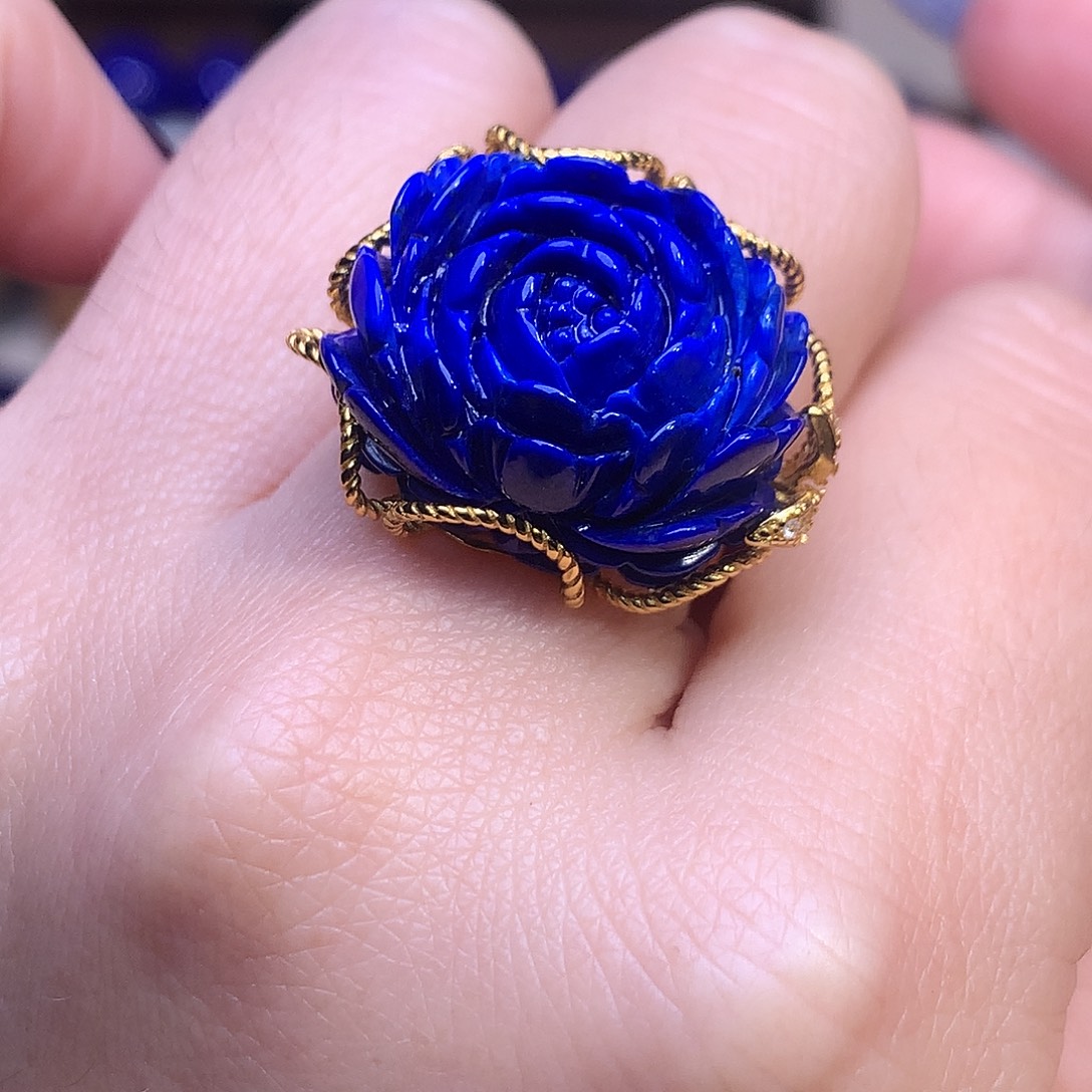 青金石银S925镶嵌戒指