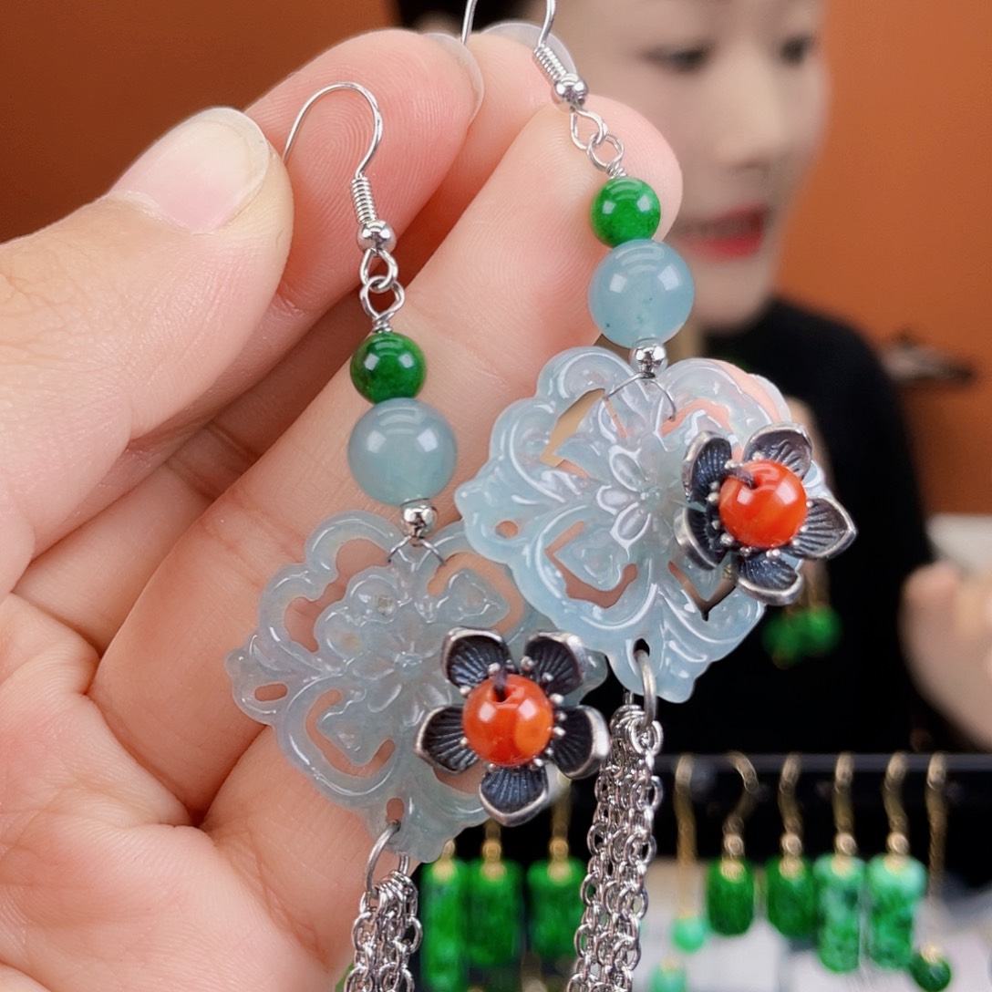 翡翠未镶嵌耳饰饰品