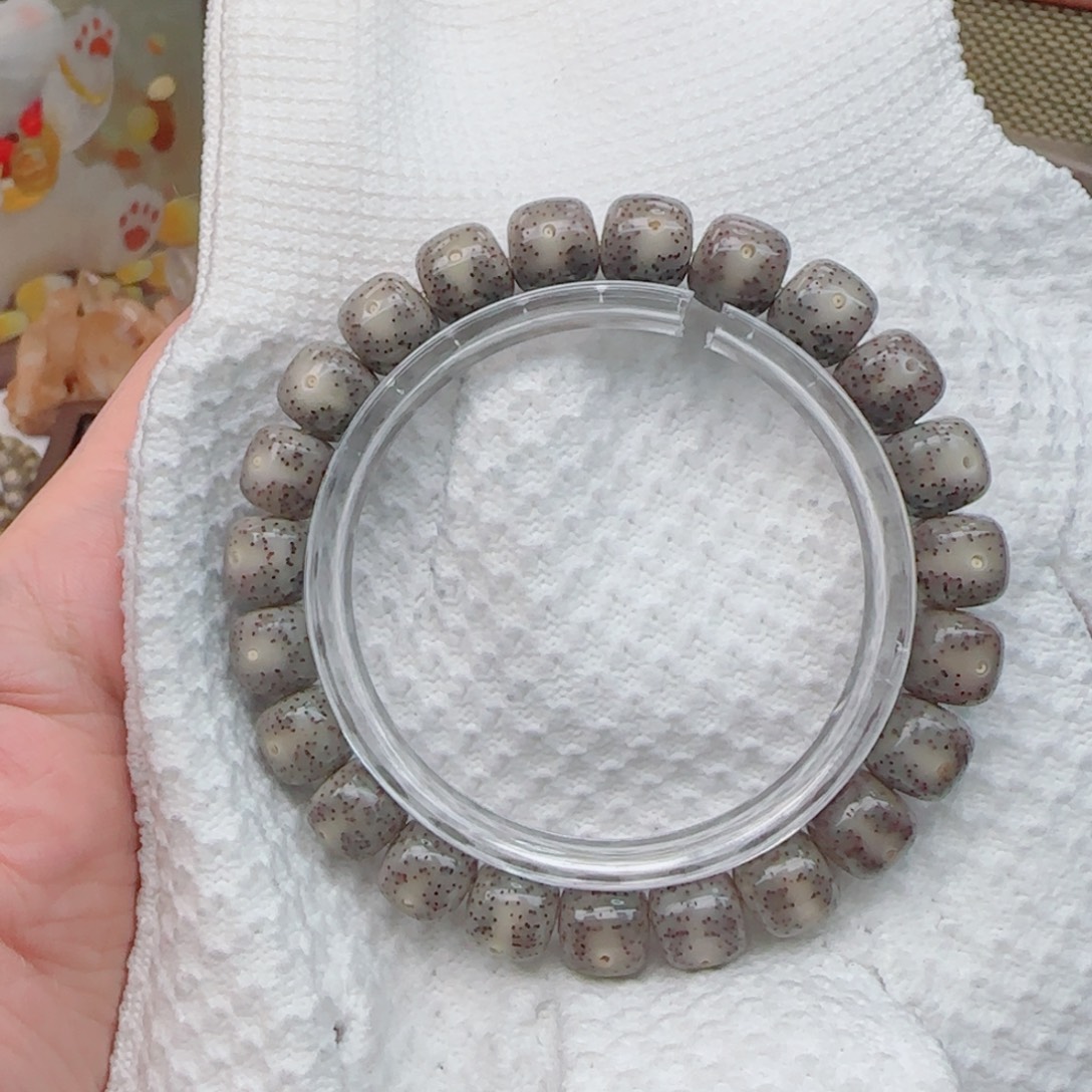 手串星月菩提糯冰奶奶灰胶透果冻10*9