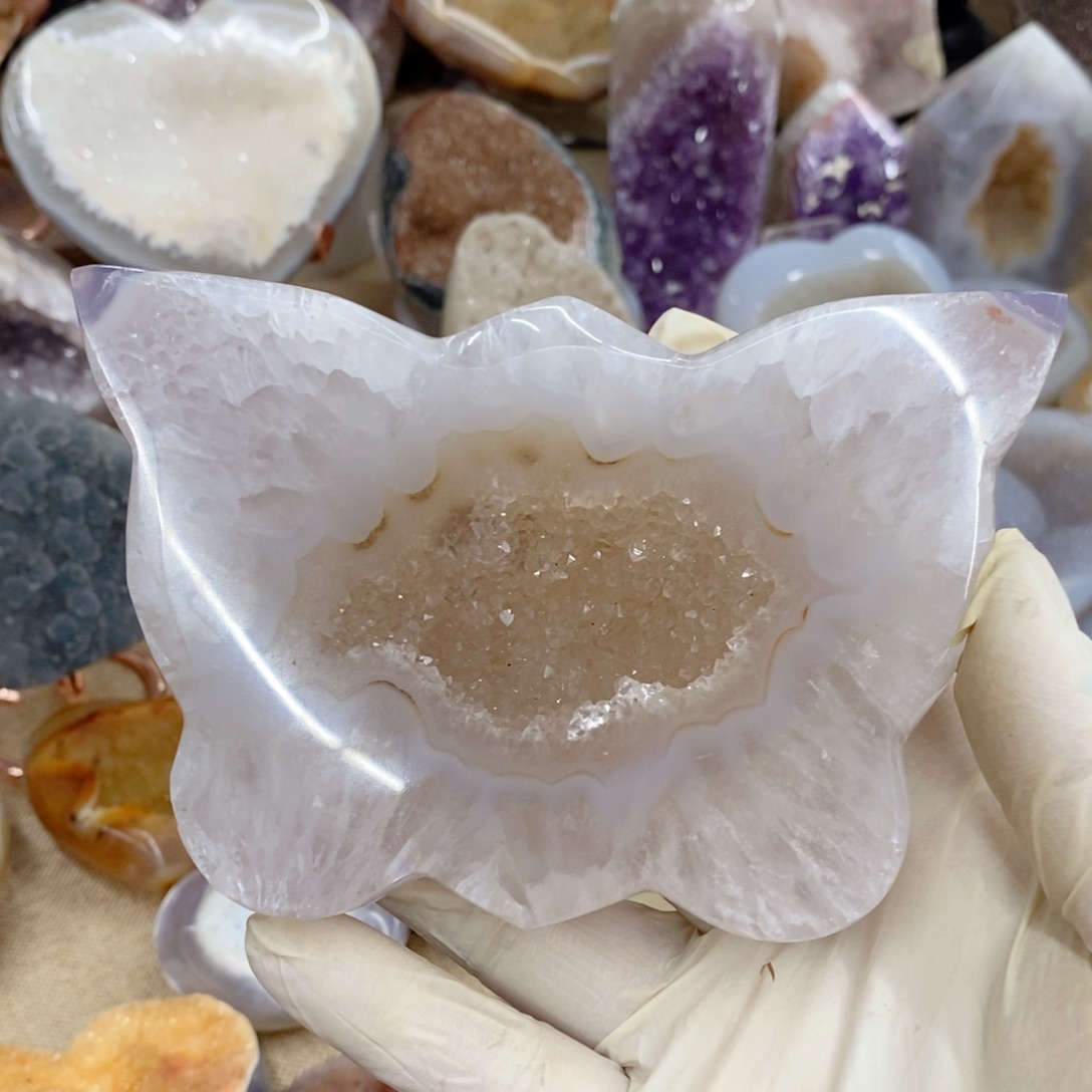 水晶天然水晶摆件9K金镶嵌