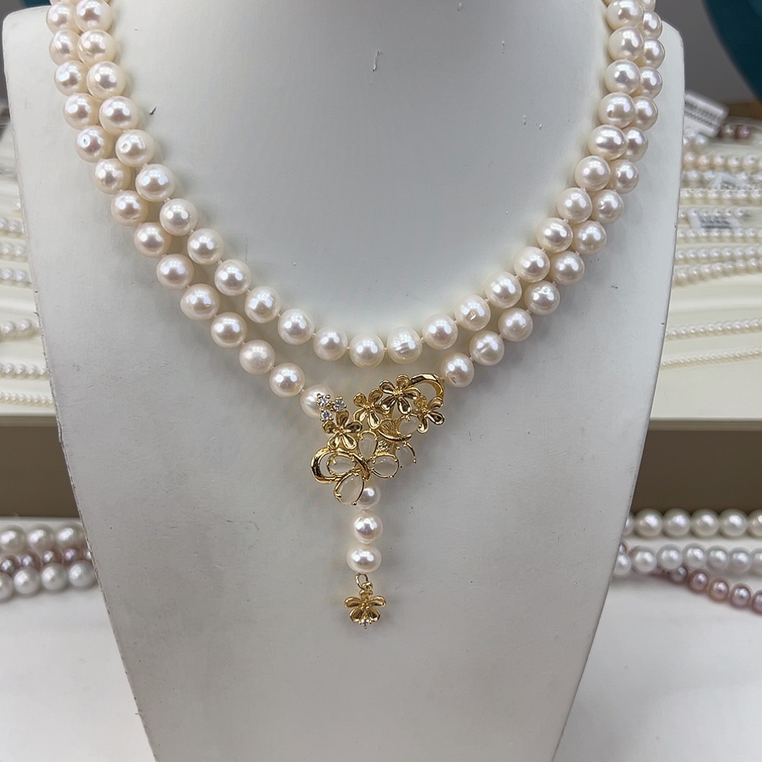 淡水珍珠颈饰银S925镶嵌➕90长设计款