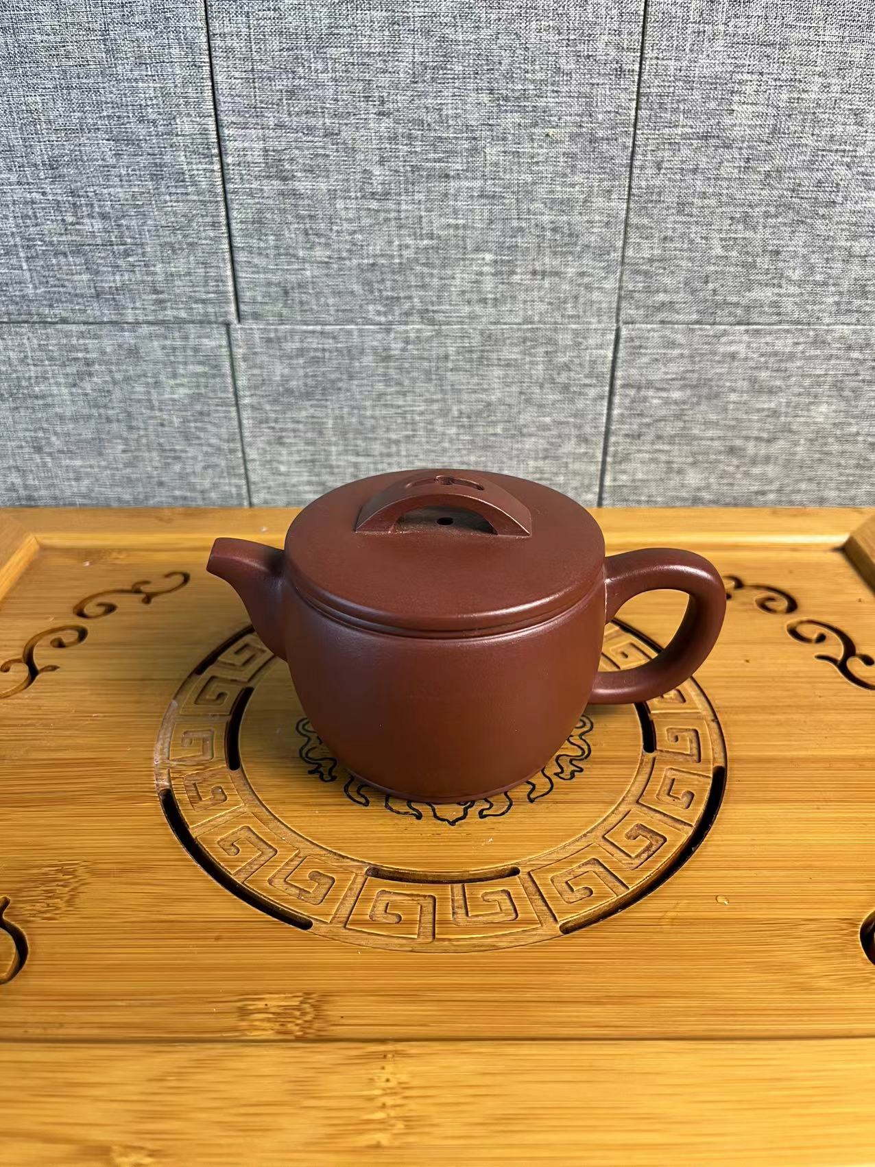 全手工枣红泥光器汉瓦茶壶