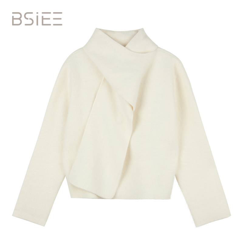 BSIEE/本涩围裹饰毛衣开衫长袖气质百搭秋冬款