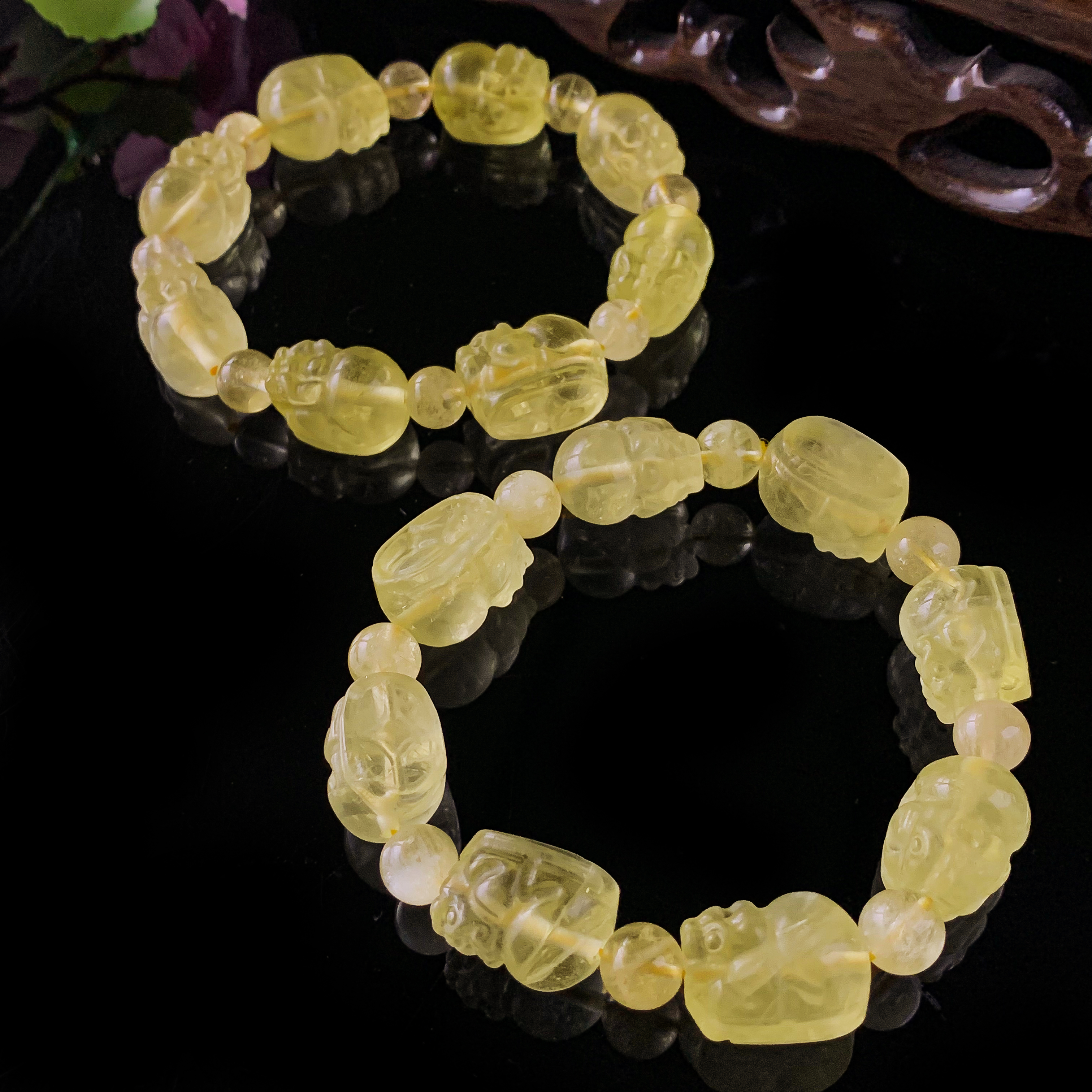 C11431-黄发晶水晶貔貅手串-多样性发其一/大号