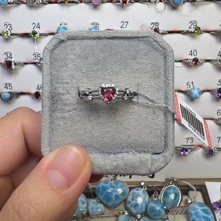 碧玺戒指银S925镶嵌