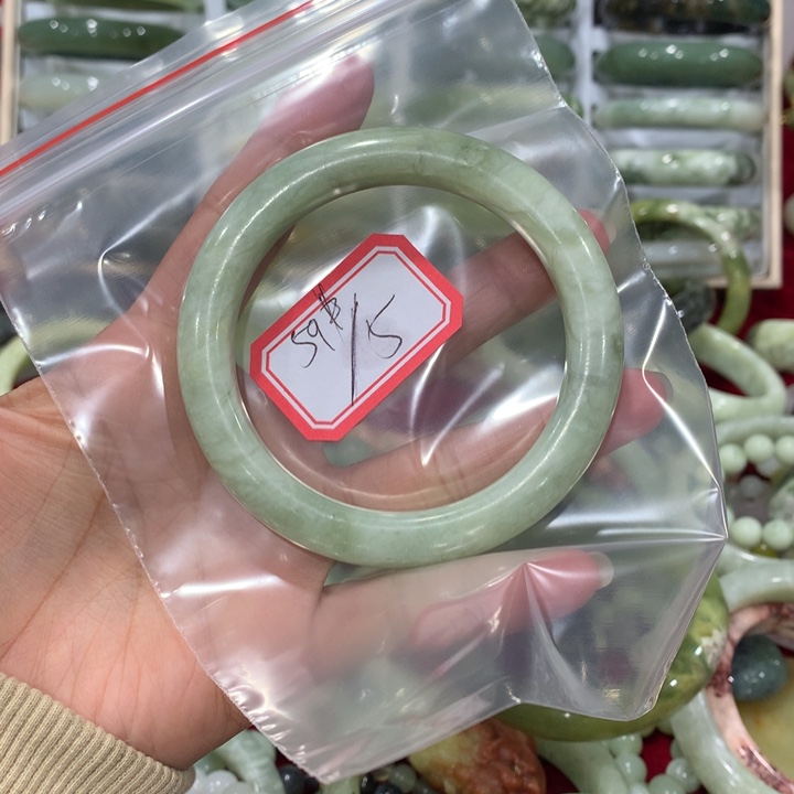 未镶嵌蛇纹石玉手镯豆*?5