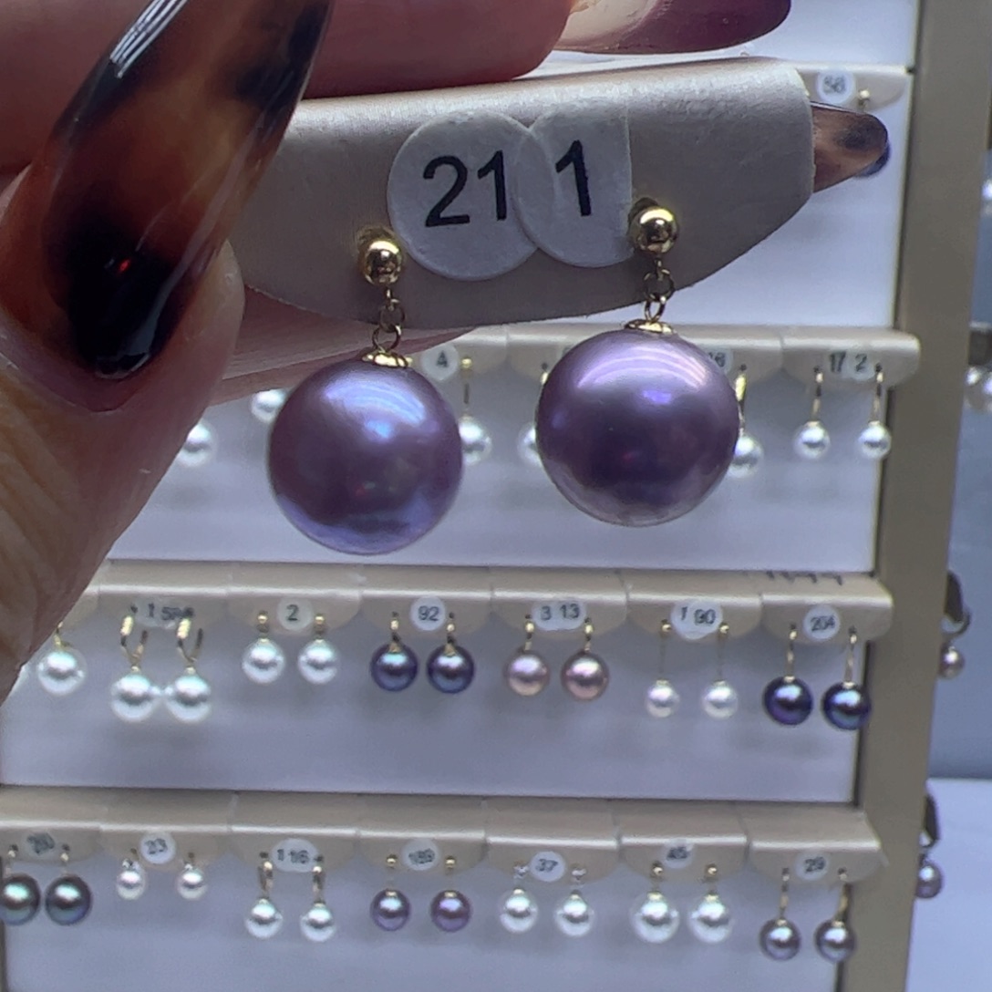 淡水珍珠耳饰18K金镶嵌