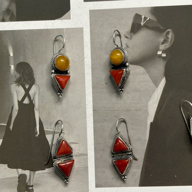 925银耳饰 【松秀饰品】尼泊尔925银耳坠 珊珊 蜜蜜镶嵌复古