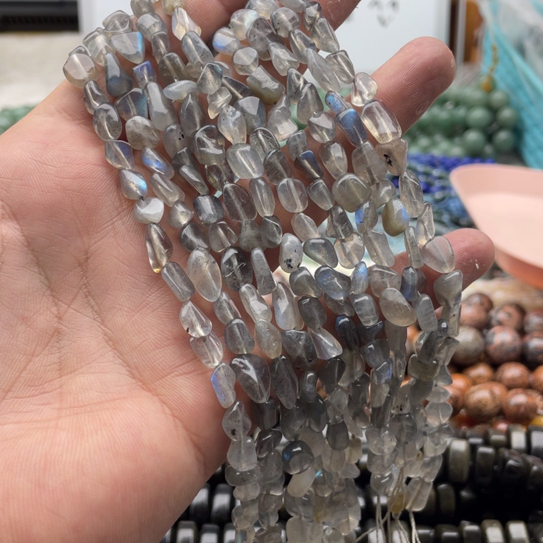 玛瑙/玉髓合金珠宝半成品一条装6～8mm灰月光随行珠
