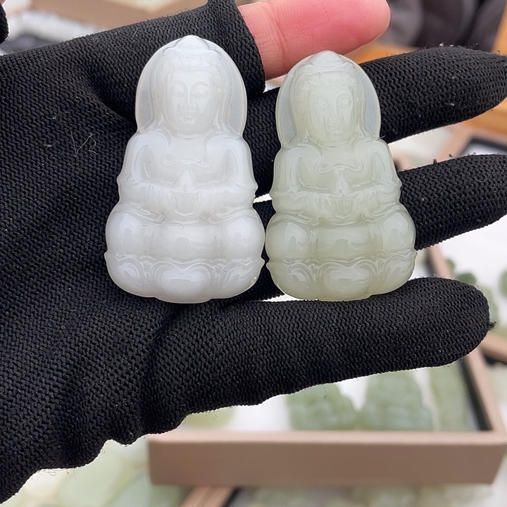 和田玉未镶嵌颈饰50观音（木林）多样性拍一发一