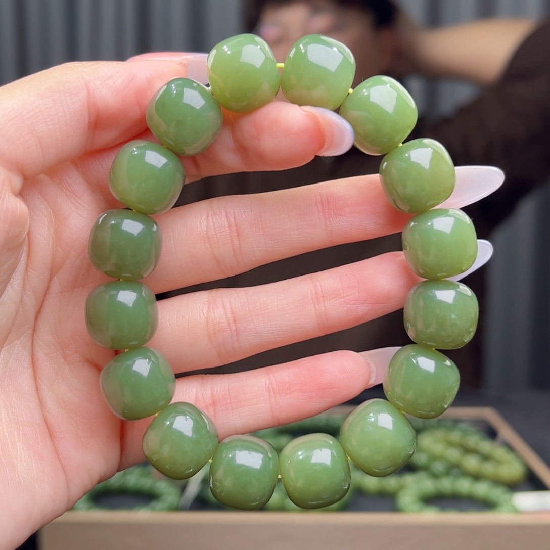 和田玉未镶嵌手链天然和田玉新疆若羌青黄口14