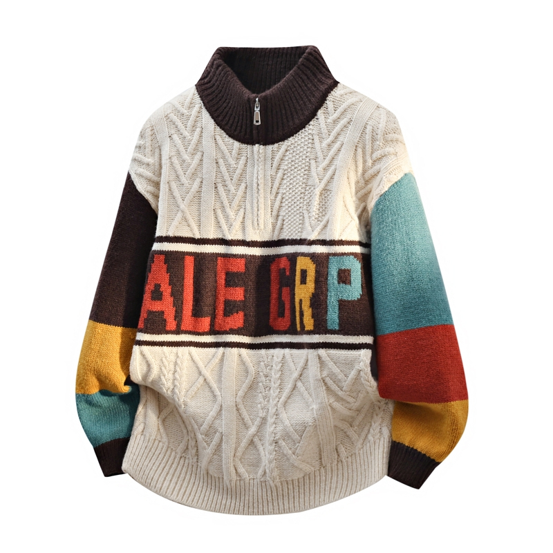 半高领毛衣男拉链冬季加厚2025新款潮流帅气潮牌青少年打底针织衫