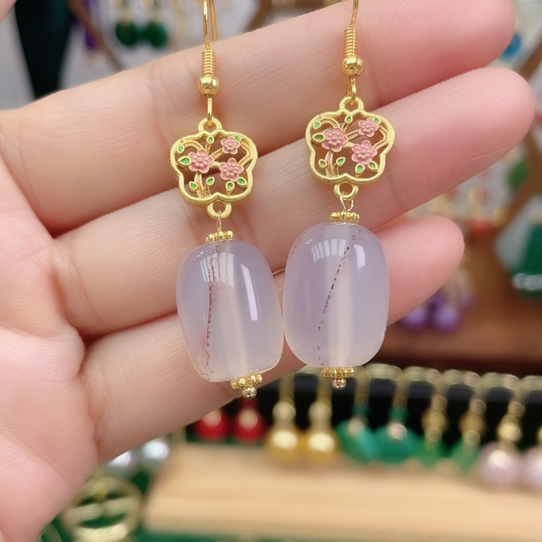 玛瑙/玉髓合金耳饰
