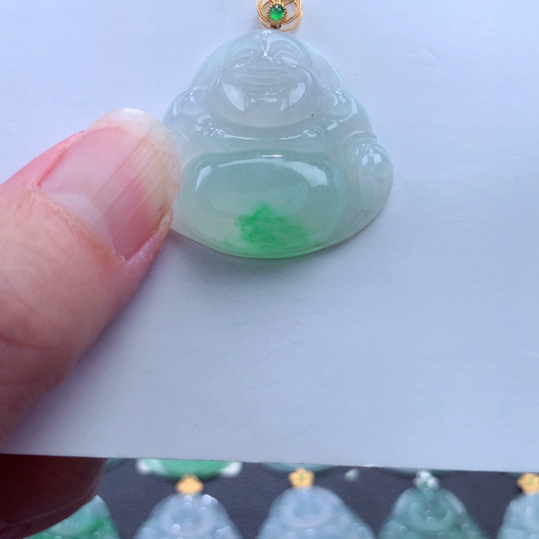 翡翠吊坠(不含链)18K金镶嵌